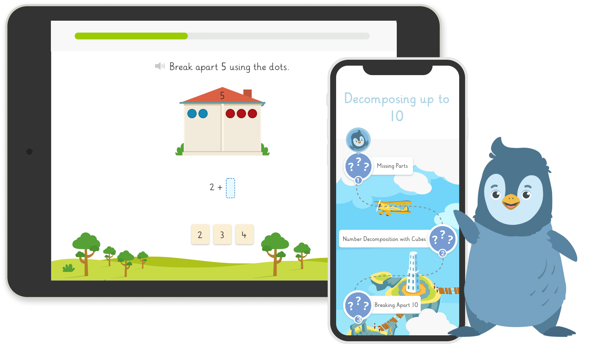 Example of the Sofahero learning game on mobile phone and computer